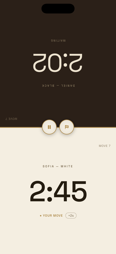 Walnut theme — ivory and walnut clock faces